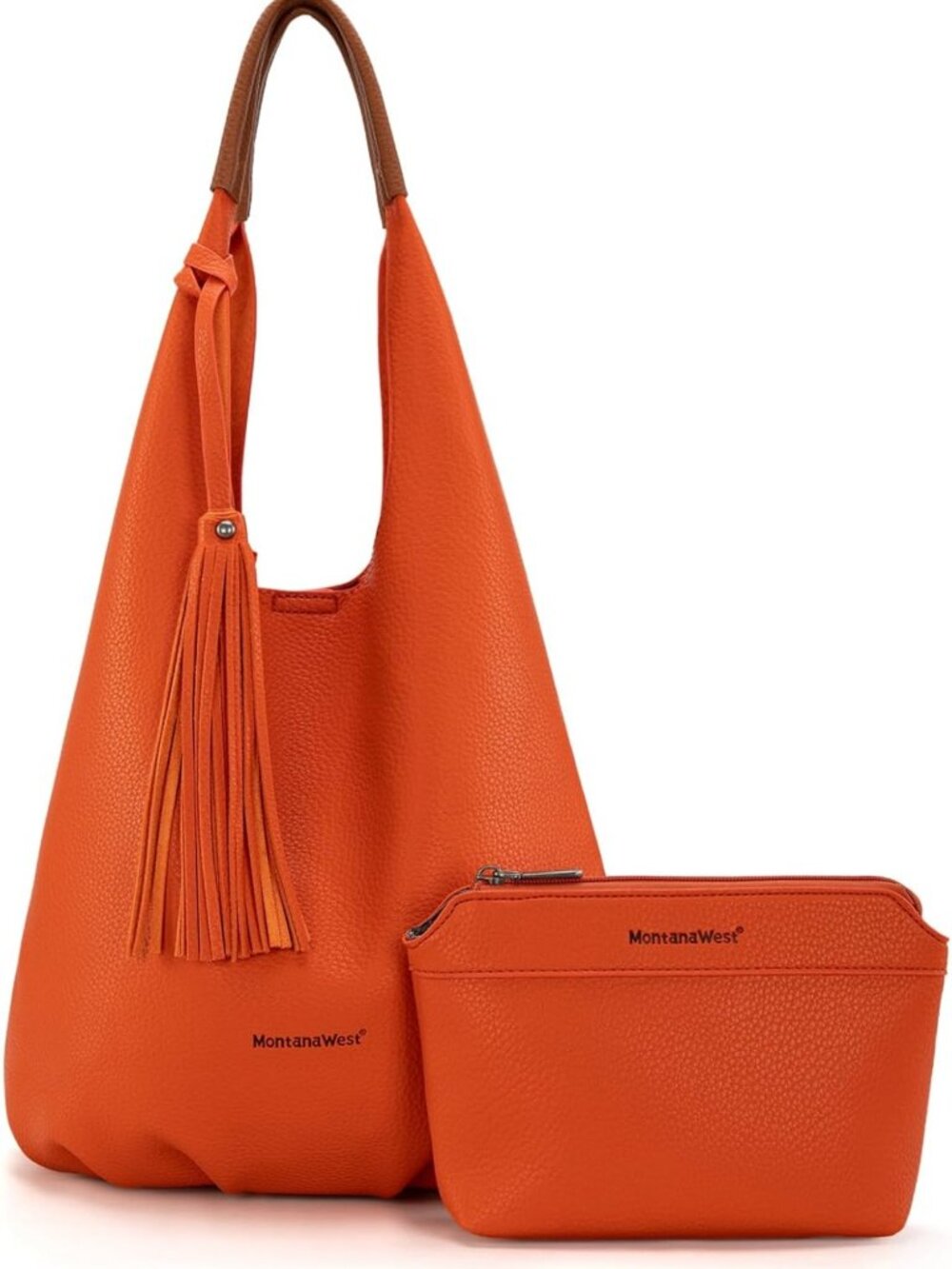 Stylish Slouchy Hobo Bags for Women - 2PCS Set with Tassels & Cosmetic Bag